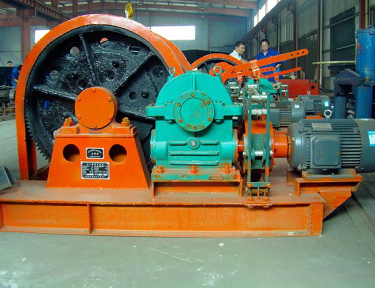 Working conditions of JZ-5 shaft sinking winch